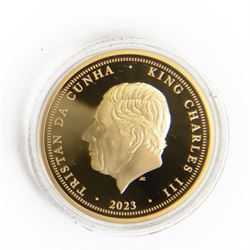 King Charles III Tristan da Cunha 2023 'Lord Nelson Tribute' gold proof twenty pounds coin, cased and boxed with certificate
