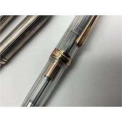Cross sterling silver fountain pen, having fluted barrel and cap, stamped 