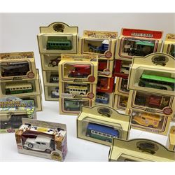 Sixty-four modern die-cast models by Lledo, Days Gone, Oxford etc including promotional, advertising, souvenir etc; all boxed
