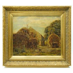 Herbert F Royle (British 1870-1958): The Stack Yard, oil on canvas signed 50cm x 60cm