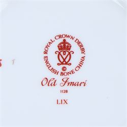 Royal Crown Derby Old Imari 1128 pattern teapot, sugar bowl and milk jug, teapot H20cm