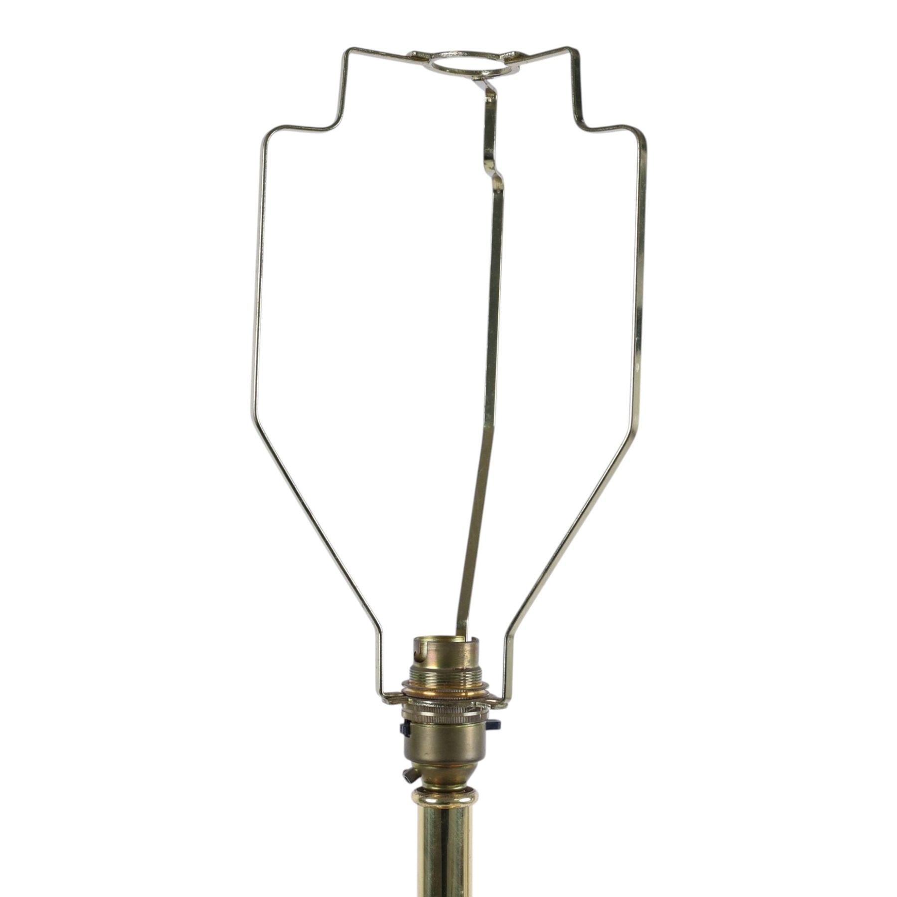 Pair of Corinthian column table lamps, upon stepped square bases, H78cm