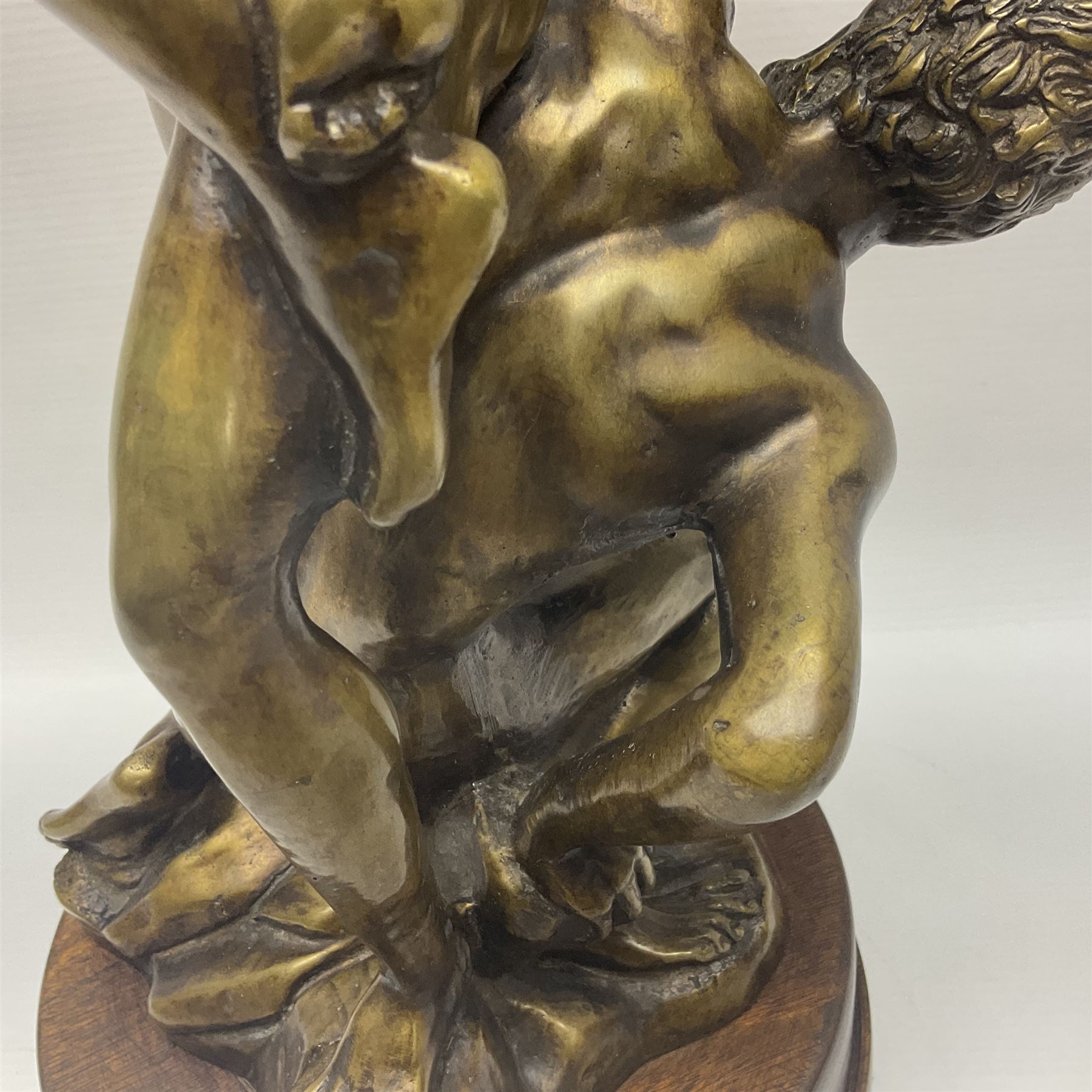 After Giambologna: Abduction of a Sabine Woman, bronze figure, on circular wooden base, H68cm