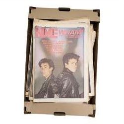 1980s music magazines, including seventeen 1982 Record Mirror examples and one-hundred and forty nine NME magazines spanning years 1980 to 1986