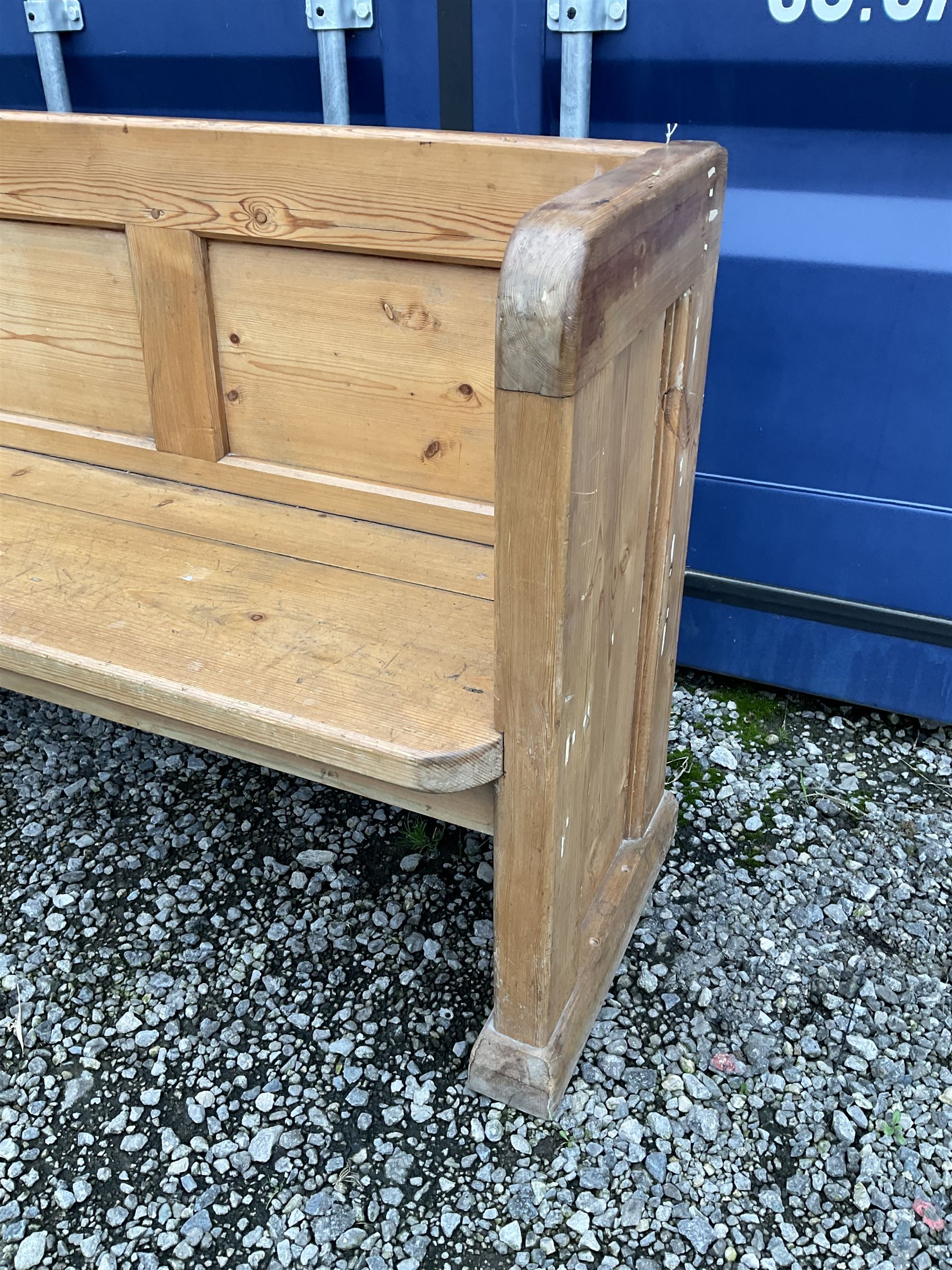 Waxed solid pine church pew - THIS LOT IS TO BE COLLECTED BY APPOINTMENT FROM DUGGLEBY STORAGE, GREAT HILL, EASTFIELD, SCARBOROUGH, YO11 3TX