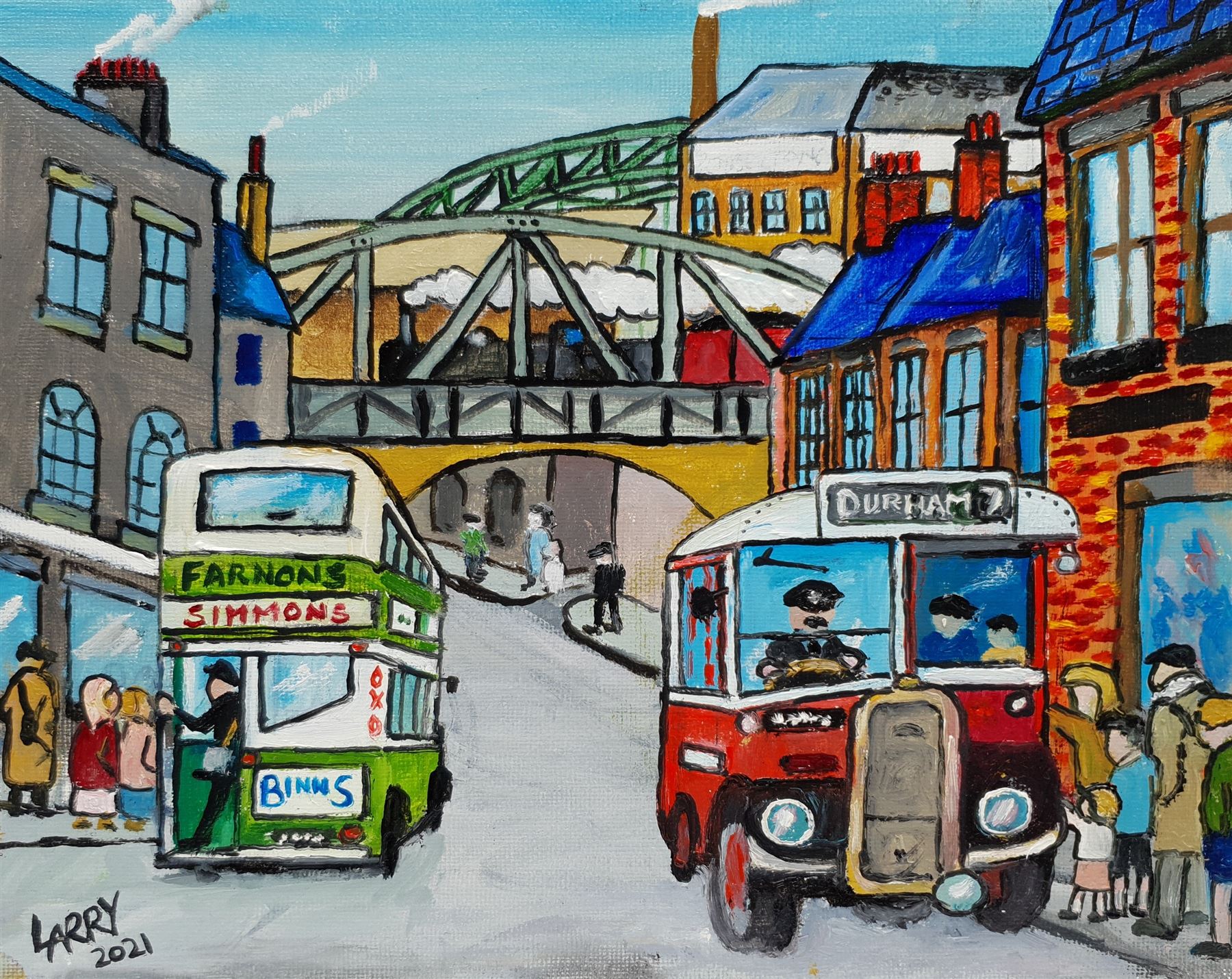 Larry Chambers (Northern British 1949-): 'Room For All', oil on board signed, titled verso 20cm x 26cm (unframed)