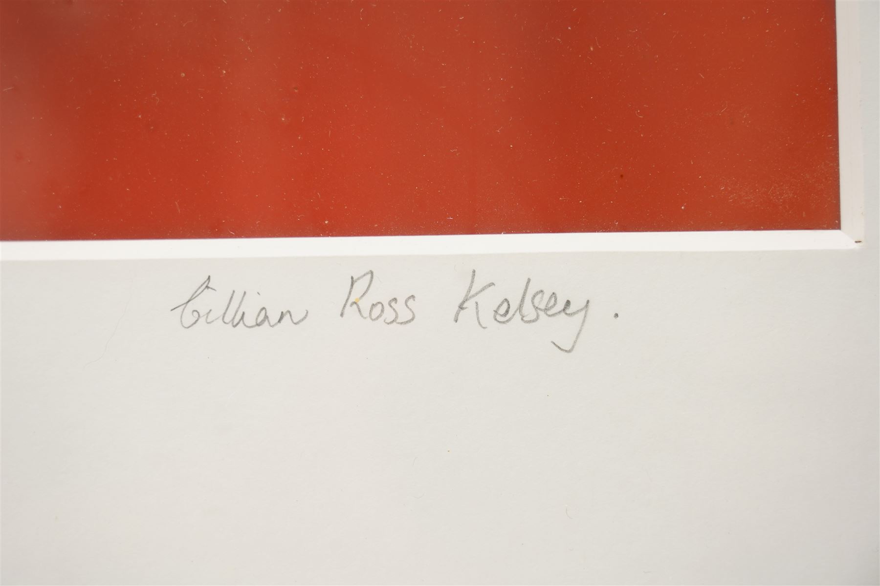 Gillian Ross Kelsey (British 1935-2025): 'Red Glow', acrylic glaze on paper signed and titled in pencil 23cm x 72cm