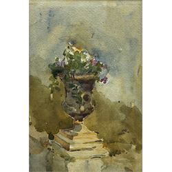 Attrib. Frank Ellis Horne (British 1863-1932): Urn with Flowers, watercolour signed with initials FEH 23cm x 15cm