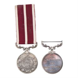 George V Army Long Service and Good Conduct Medal, awarded to 1401788 BMBR .J Theakston  R.G.A and George VI long service India medal awarded to 16766 Hav Relu Raw, 14 Punjab R
