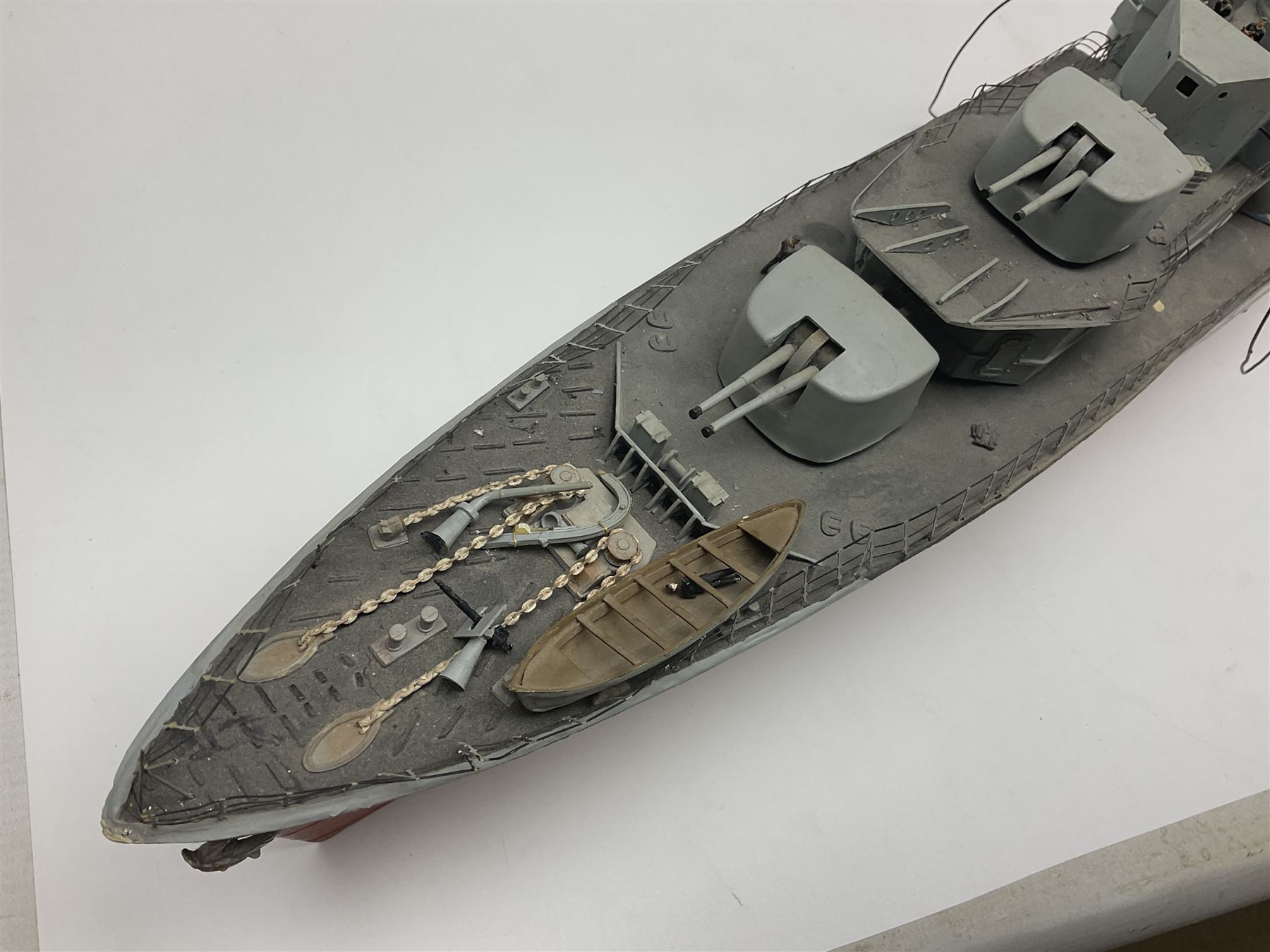 Model of the WWII K-Class Destroyer HMS Kelly, fitted with remote control equipment, untested (no controller), approximately L110cm