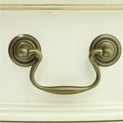 Laura Ashley - 'Clifton' demi-lune chest, fitted with four graduating bow-front drawers with brass swan neck handles, raised on turned supports, in ivory finish