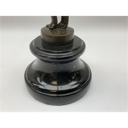 Art Deco style bronze figure of a dancer, after 'Berrard', raised upon a circular base, with foundry mark, H49cm