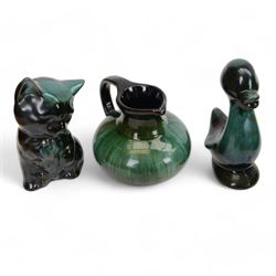 Collection of Blue Mountain Pottery, including owls, buffalo, deer etc, together with Poole Pottery Dolphins, owls frog etc 