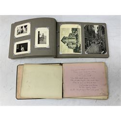 Quantity of ephemera to include Victorian and later postcards and greeting cards, photograph albums, autograph books including illustrations, crew list from Henrietta (Whitby ship), old lime quarry bill, etc