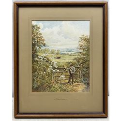 John Cecil Lund (British 1932-): 'Haytime', watercolour signed and titled 24cm x 19cm