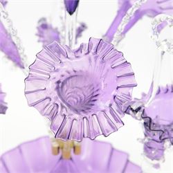 Victorian style English three basket amethyst glass epergne, H62cm