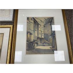 Watercolours and paintings, including Cecil Gracey street scene, Juliet Pannett pencil, portrait oil, coastal watercolour in quality gilt frame, William Ashton herding cattle watercolour, Ernest Forbes oil, etc