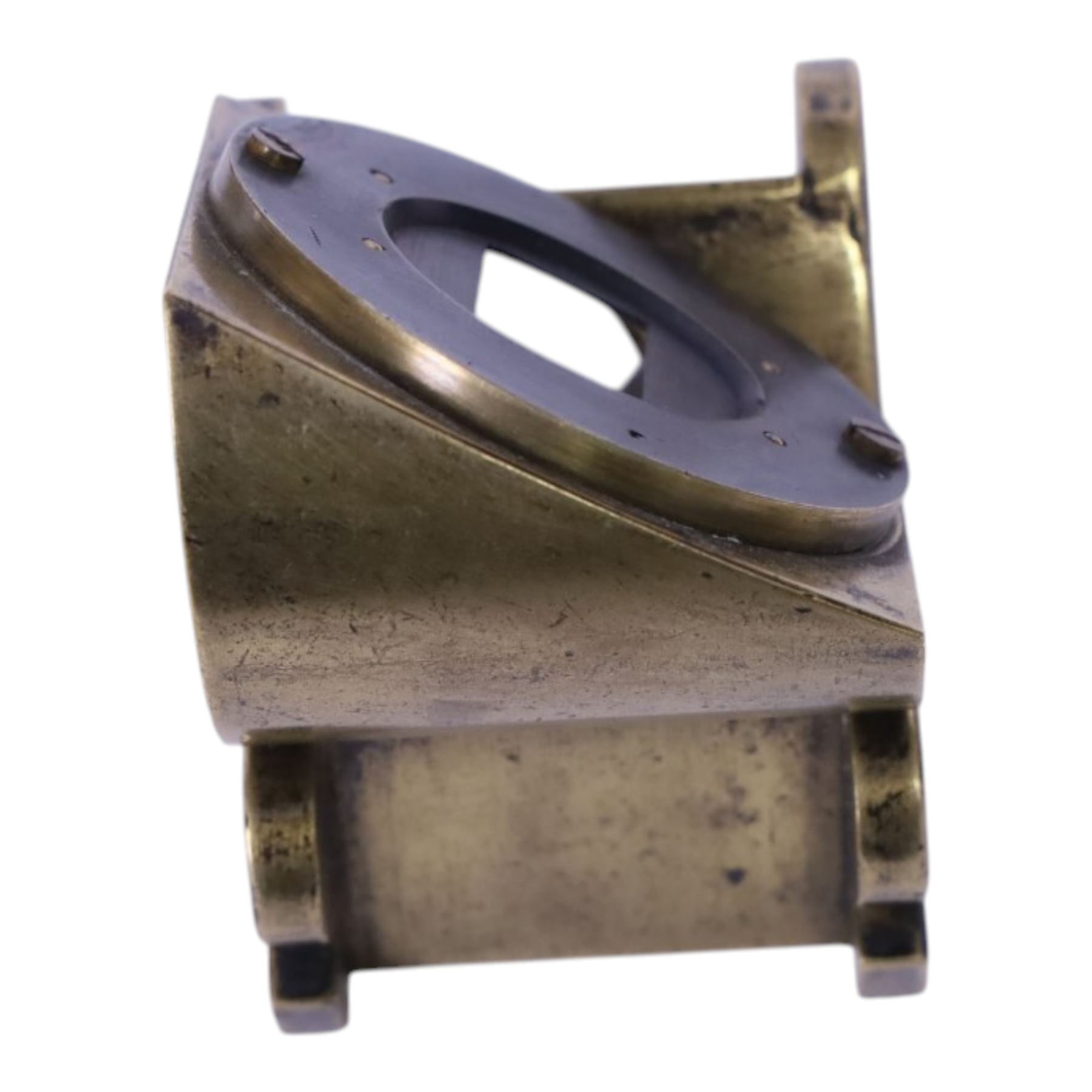 Mid 19th century brass dipleidoscope by E.J.Dent, the screw cap inscribed 'Dent's Patent Meridian Instrument 61 Strand & 34 & 35 Royal Exchange London', with 'East' engraved to on side and 'E.J.Dent Patentee 732' to the other, H8cm