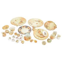 Collection of Royal Worcester pill boxes, decorated with birds and flowers, together with a pot lid painted with a kingfisher, signed powell and other Royal Worcester ceramics 