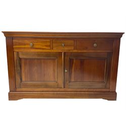 Grange Furniture cherry wood sideboard, fitted with the top drawers and two cupboards