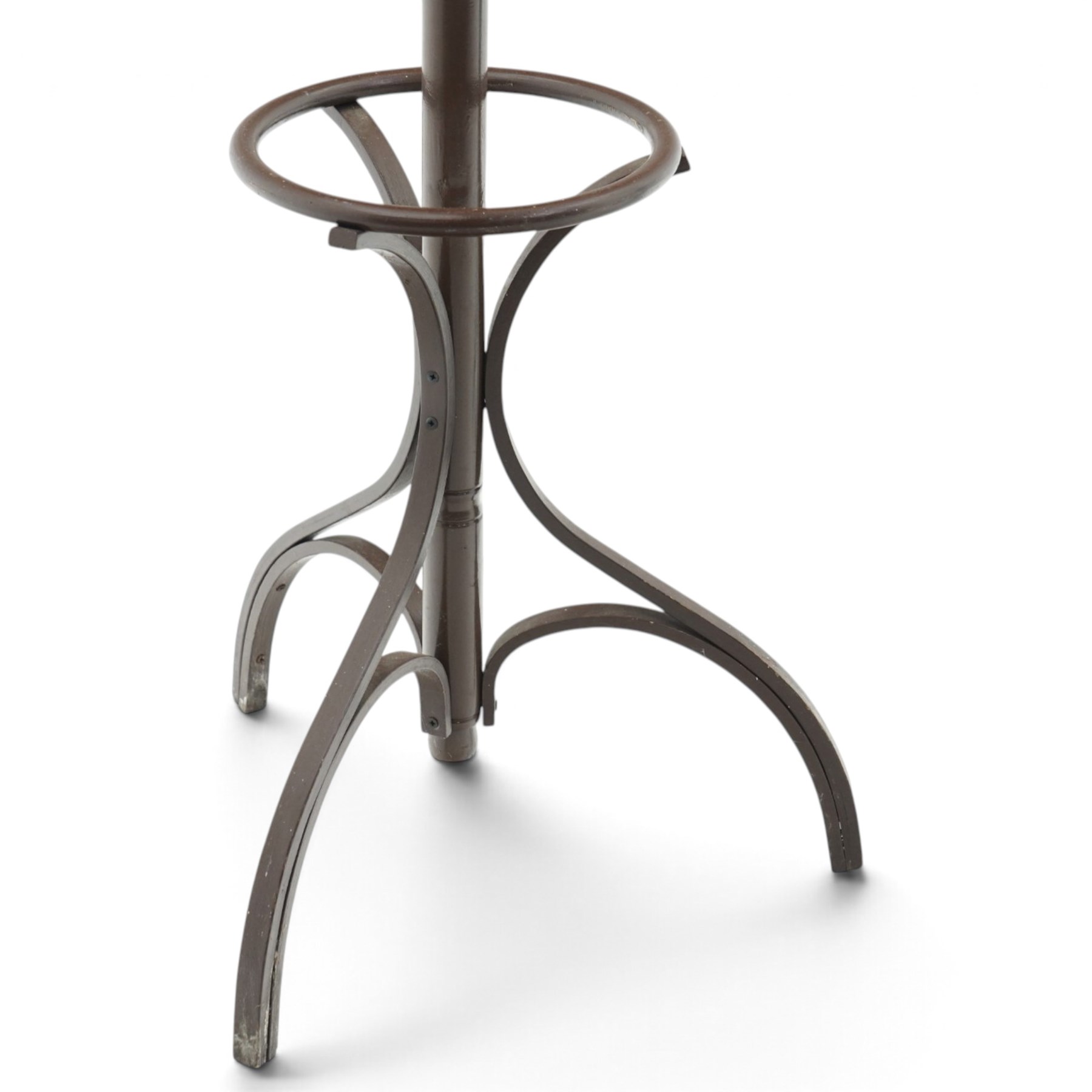Two Thonet style bentwood coat stands, one painted in blue and gold glitter