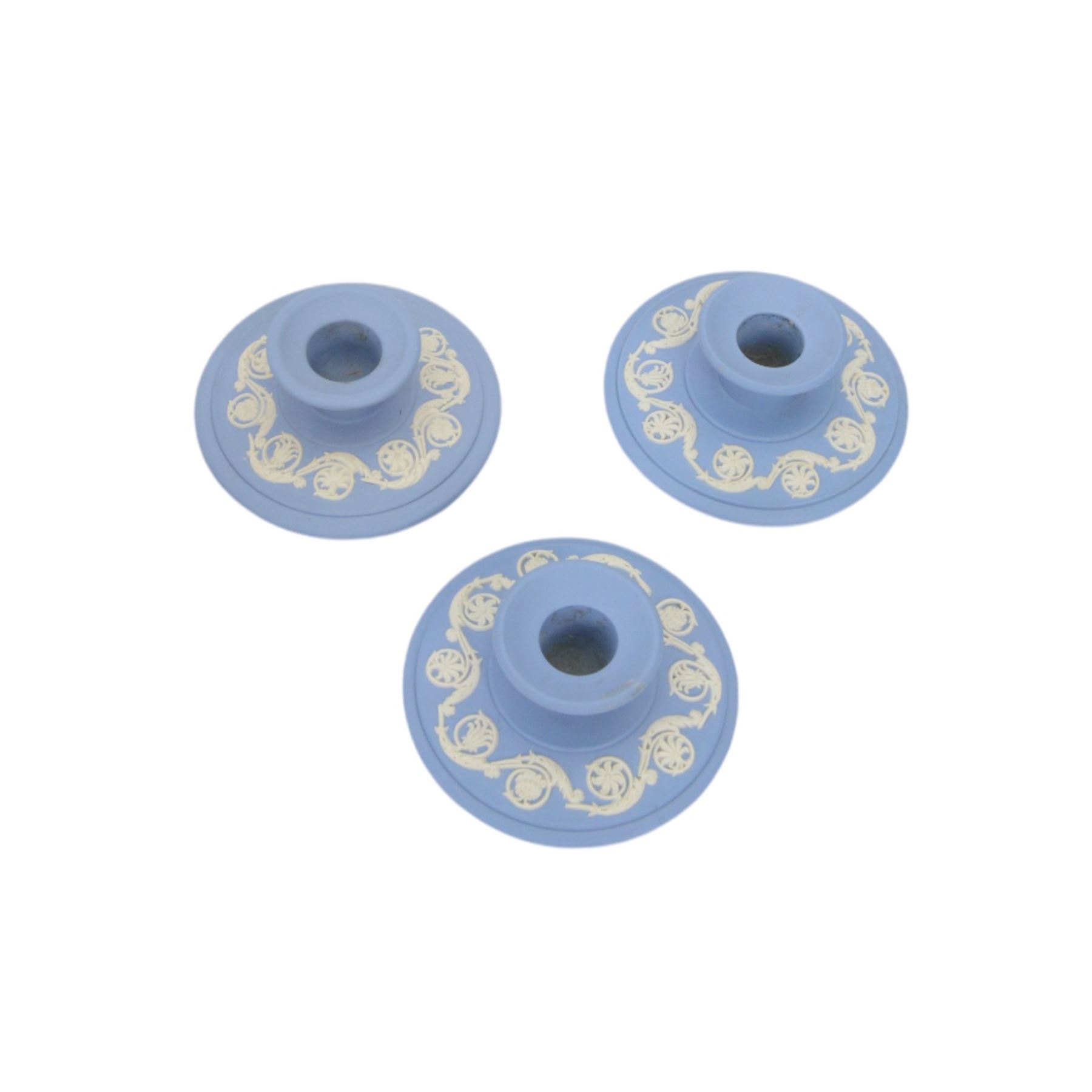 Wedgwood Jasperware twin handled vase with fluted rim, together with Tunstall jasperware twin handled urn and other jasperware 