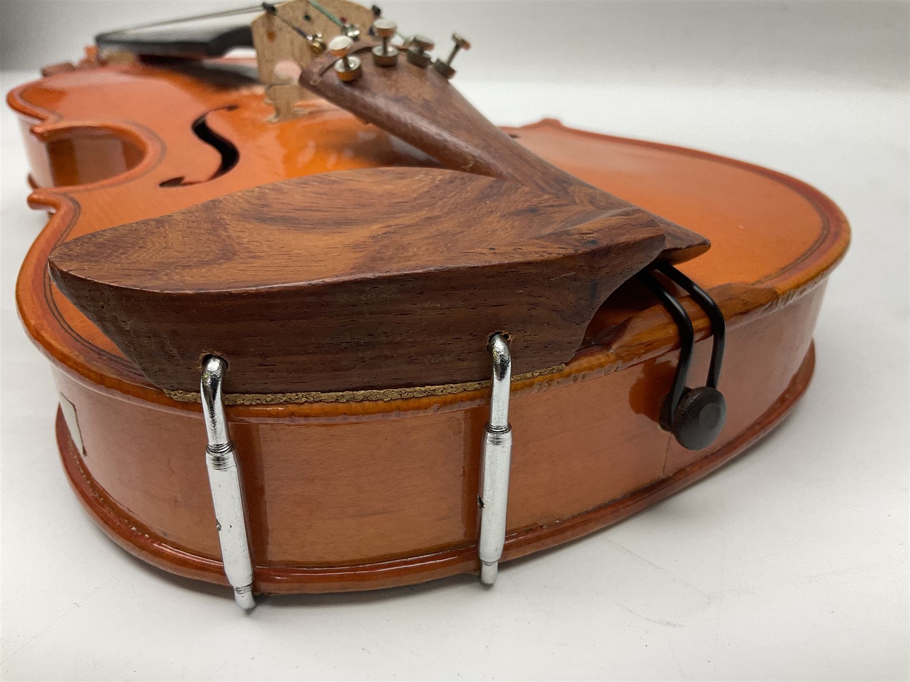 Three Stentor Student violins - three-quarter size with 33cm two-piece back; and two quarter size each with 28cm two-piece back; each in carrying case with bow (3)