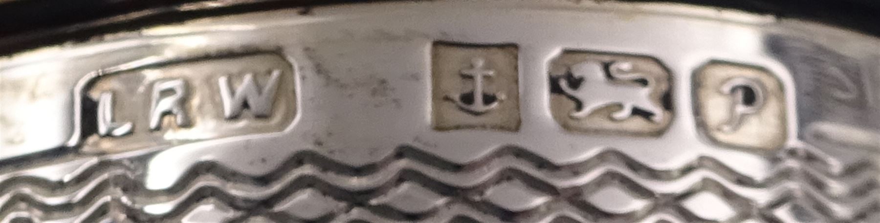 Six modern silver napkin rings, some with engraved initials, all hallmarked 