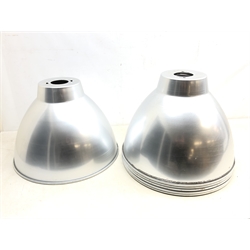  Six industrial aluminium domed light shades, D49cm x H34cm   