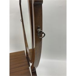 19th century inlaid mahogany dressing table mirror, with three drawers to base, H58cm