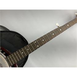 Classic Cantabile five-string banjo with sapele mahogany back L97.5cm; in soft carrying case