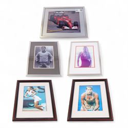 Collection of sporting related prints, some signed, some with printed signatures, includin...