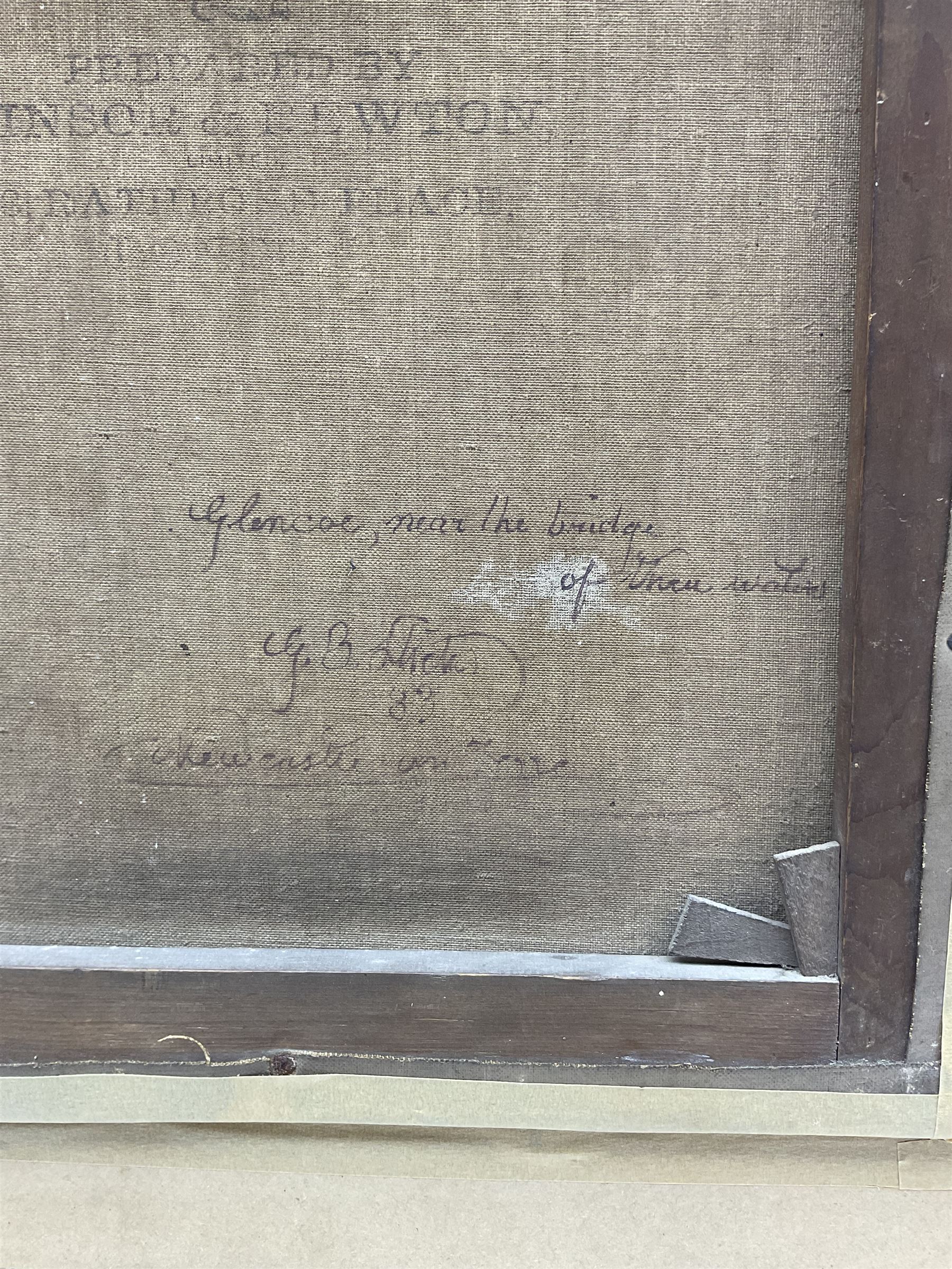 George Blackie Sticks (British 1843-1900): 'Glencoe - Near the Bridge of Three Waters', oil on canvas, signed titled and dated '83 verso 44cm x 36cm