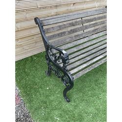 Cast metal and wood slatted garden bench - THIS LOT IS TO BE COLLECTED BY APPOINTMENT FROM DUGGLEBY STORAGE, GREAT HILL, EASTFIELD, SCARBOROUGH, YO11 3TX