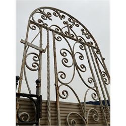 Two wrought iron garden gates painted in black and white - THIS LOT IS TO BE COLLECTED BY APPOINTMENT FROM DUGGLEBY STORAGE, GREAT HILL, EASTFIELD, SCARBOROUGH, YO11 3TX