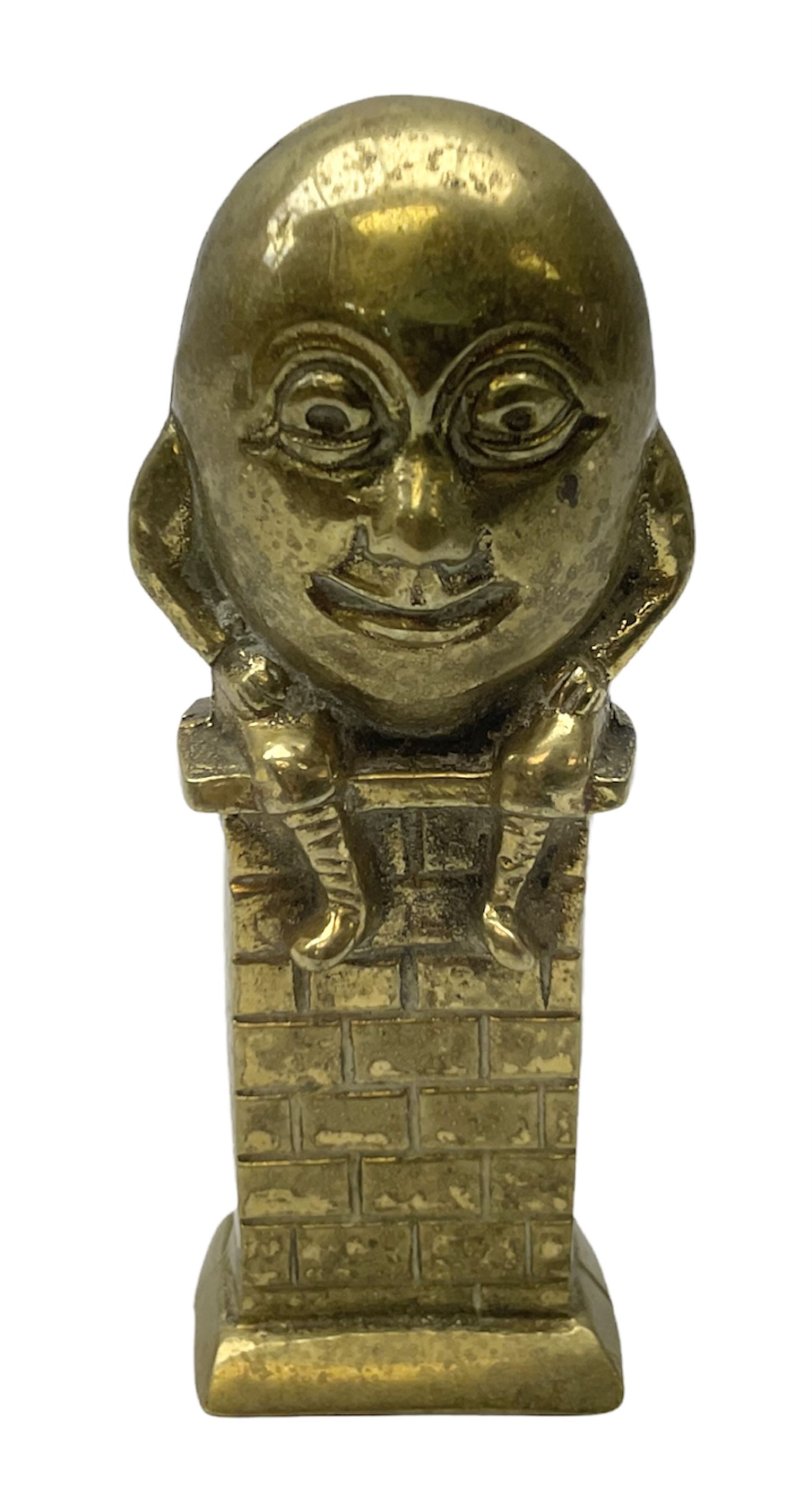 Brass money box in the form of Humpty Dumpty, H14.5cm