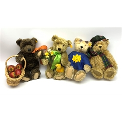 Three Steiff for Danbury Mint, 'The Four Seasons' teddy bears, Dylan, Sunny and Scrumpy, each with yellow tag and button to ear, together with a limited edition Steiff teddy bear, 1194/3000. (4).