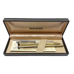Sheaffer gold plated mechanical pencil, model TRZ 70, together with a matching gold plated Sheaffer fountain pen, with case