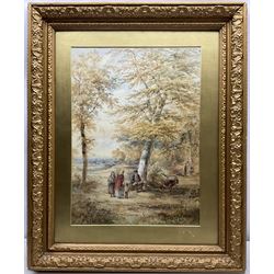 English School (Late 19th century): Wayside Travellers, watercolour unsigned 52cm x 37cm