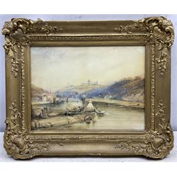 Henry Barlow Carter (British 1803-1867): Whitehall and the Upper Harbour at Whitby, watercolour with scratching out unsigned 25cm x 33cm