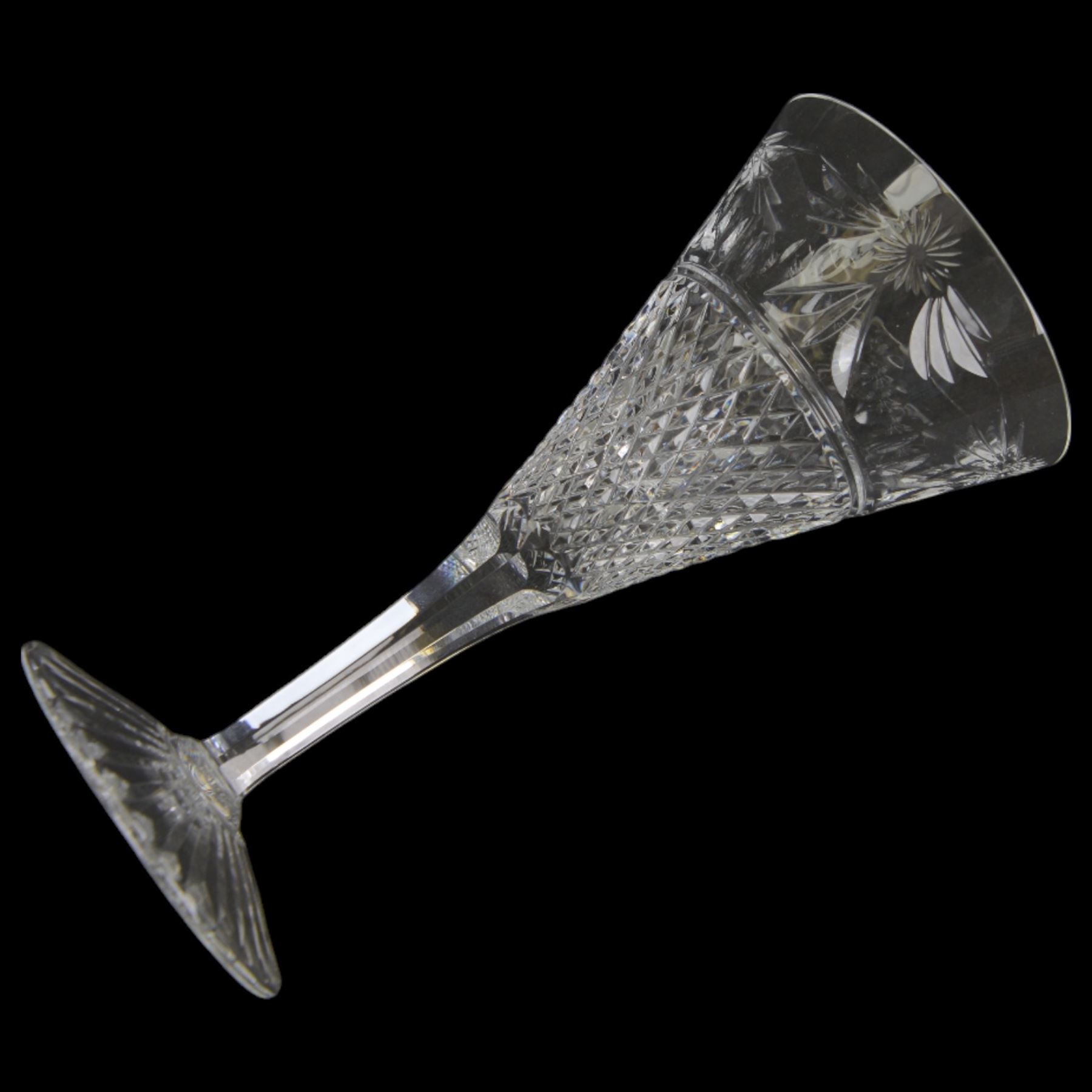 Set of six Stuart Crystal Beaconsfield pattern brandy glasses and set of six sherry glasses