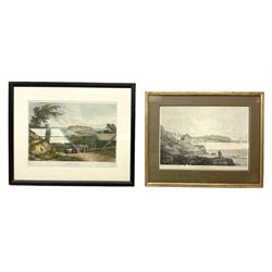 After Francis Nicholson (British 1753-1844): 'Scarborough', pair lithographs, one with hand colouring, printed by Charles Joseph Hullmandel (British 1789-1850) pub. Rodwell and Martin 1822, 25cm x 38cm (2)