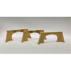 Hornby Dublo - 5080 Signal Cabin with pack of Station Names; two D1 Footbridges, one with instructions; and two 2460 Plastic Level Crossings suitable for two-rail system; 2400 T.P.O. Mail Van Set for two-rail system all boxed; together with three plastic brick effect tunnel mouths for double track layout (9)