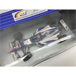 Three Paul's Model Art 1:18 scale die-cast racing cars - Grand Prix Williams Renault FW16 D. Hill; Heinz-Harald Frentzen Edition Sauber Ford C15; and Grand Prix '93 Williams Renault FW15 Damon Hill; together with Heinz-Harald Frentzen Edition Williams Renault 1997; all boxed (4)