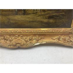 English School (19th century): Cottage by the Lake, oil on panel unsigned 21cm x 31cm