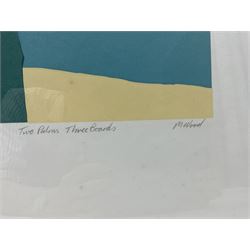 M Wood (20th century): 'Three Palms - Two Boards' and 'Two Palms - Three Boards', pair limited edition screenprints signed titled and numbered 40/45 and 30/40, respectively, 41cm x 31cm with full margins (2)