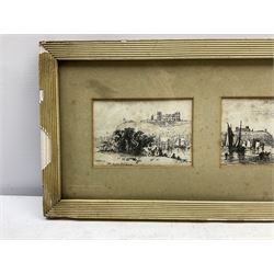 Mary Weatherill (British 1834-1913): Views of Whitby, set of four  pen and ink sketches signed and titled each 7cm x 10cm framed as one