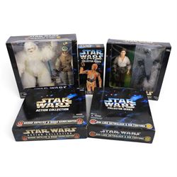 Five modern Kenner Star Wars action figures, comprising Han Solo and Carbonite Block with ...