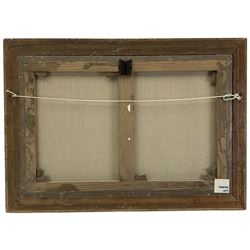 L Richards aka David Sherrin (British 1868-1940): Country Paths at Dawn, tryptic oils on canvas max 50cm x 75cm (3)