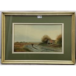 English School (Early 20th century): Travellers on the Open Road, pair watercolours indistinctly signed and dated '12, 25cm x 43cm (2)